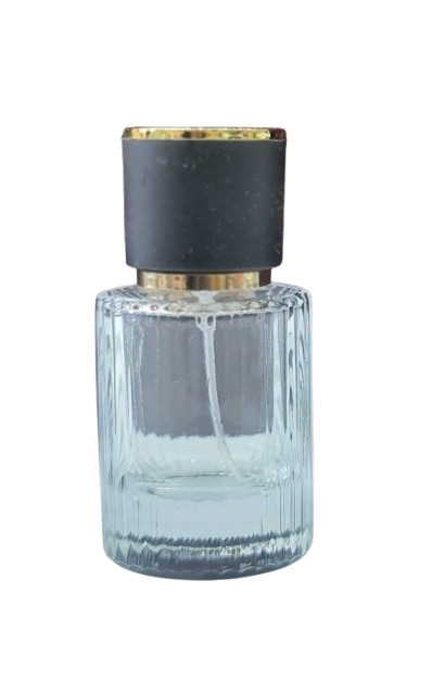 30 ml Spray perfume empty bottle with black cap available as a box of 12 pieces